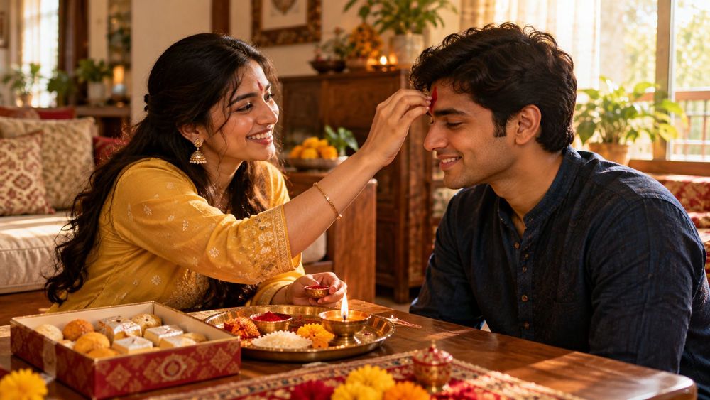 Bhai Dooj wishes for brother and sister, in English and Hinglish