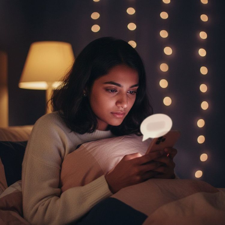 Young person at night looking at smartphone — how to confess feelings online cover